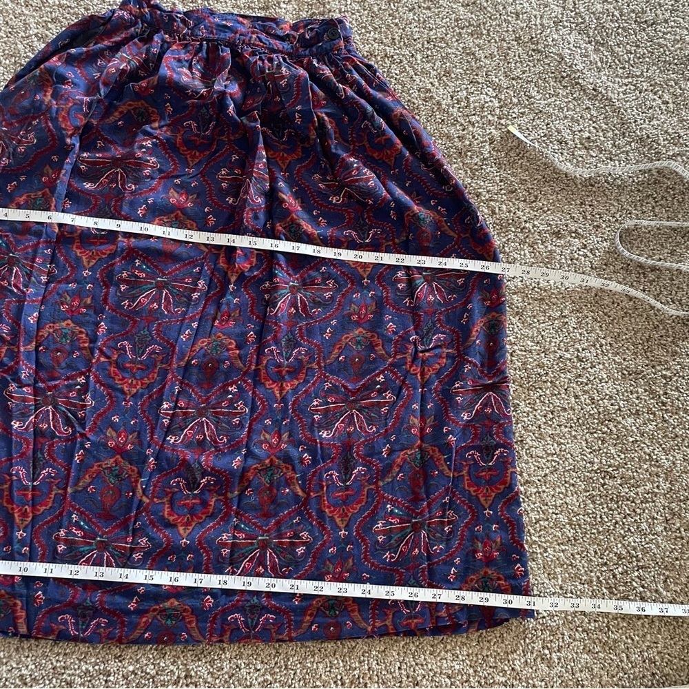 Vintage 90s Floral Midi Long Skirt Women’s 6 Navy Medallion Flowy Boho Cottage - Picture 12 of 13